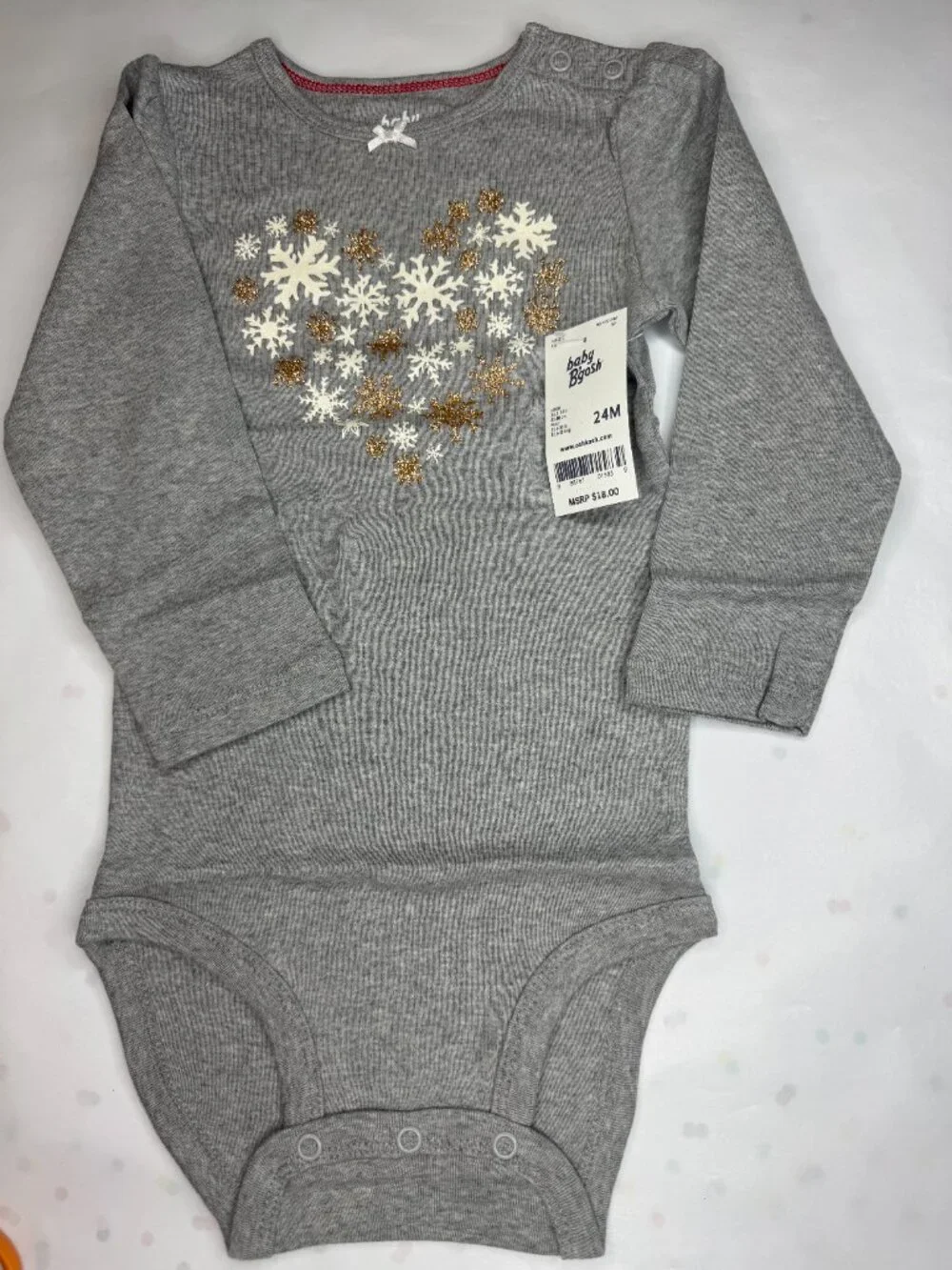 Baby B’gosh by OshKosh Girls Long Sleeve Snowflake Heart Bodysuit 24 Month